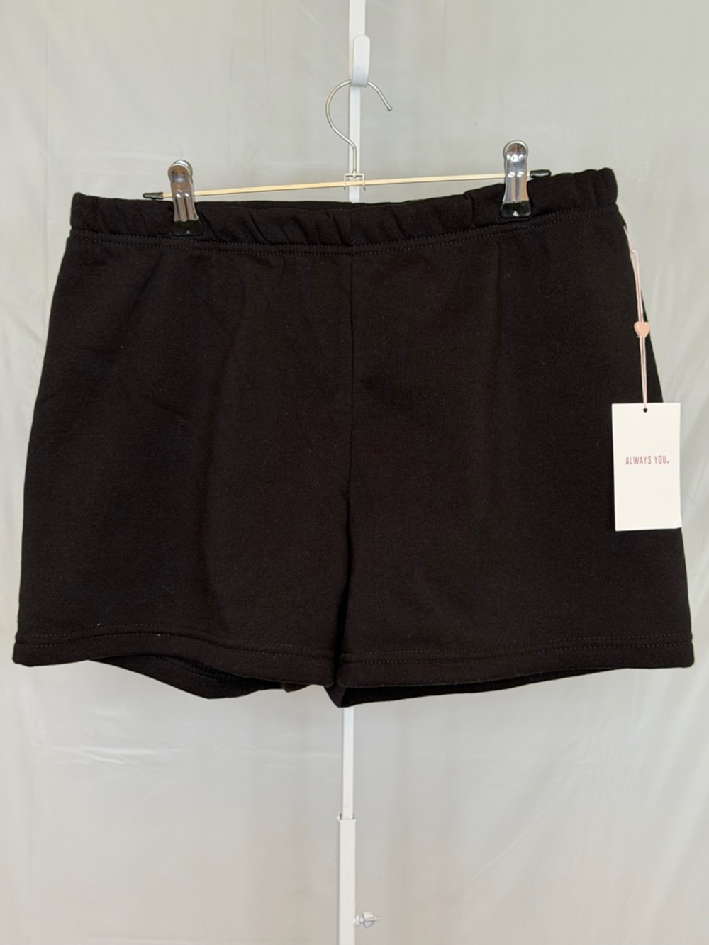 Always You Black Fleece Lounge Shorts Soft Pull On Casual Comfort Large NWT